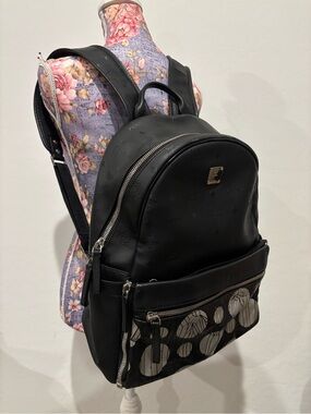 MCM Bionic Black Logo Backpack with Graphic Front Pocket